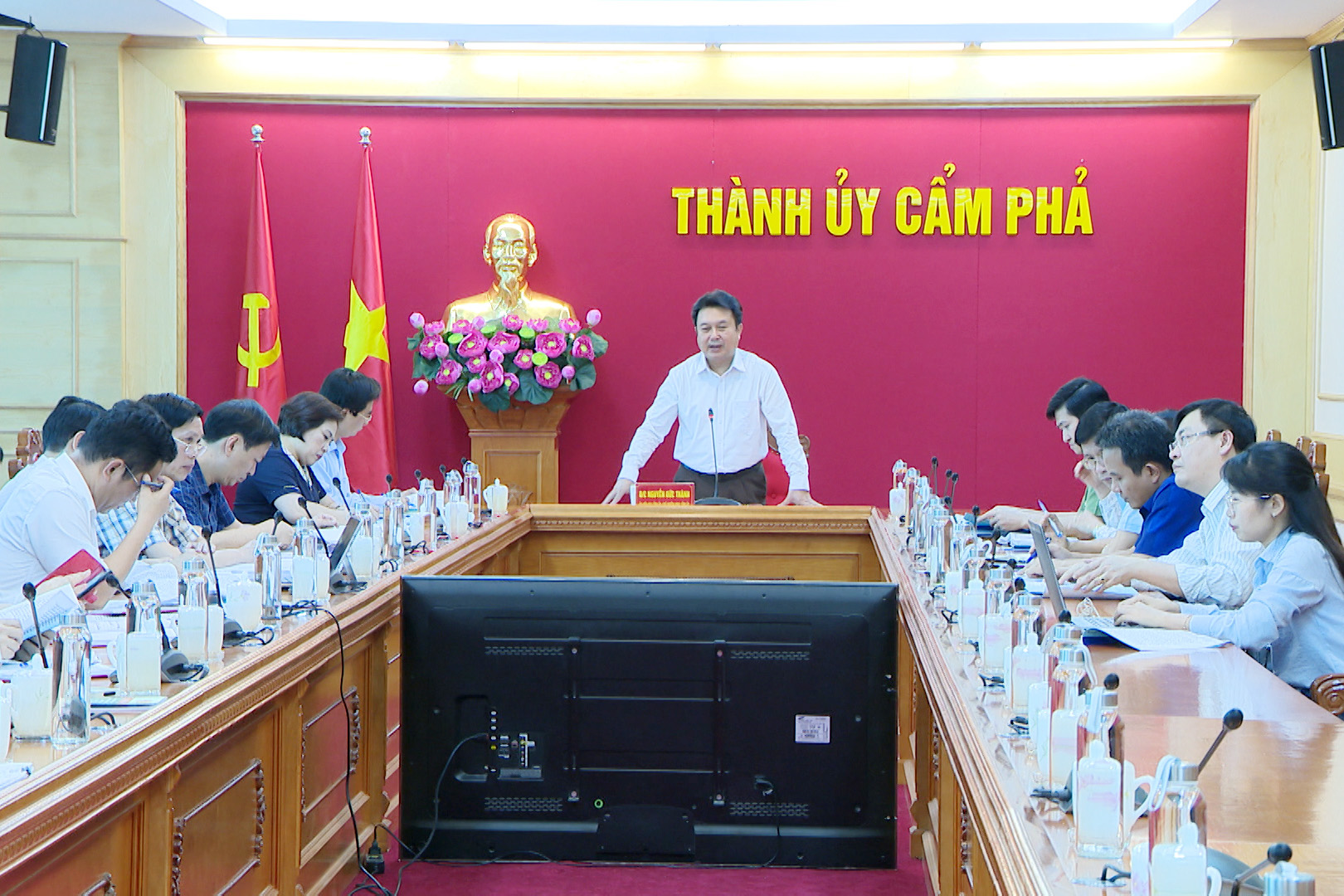 Đồng chí Nguyễn Đức Thành, Chủ nhiệm Ủy ban Kiểm tra Tỉnh ủy kết luận buổi kiểm tra tại TP Cẩm Phả.