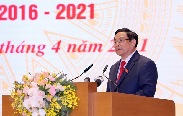 Thủ tướng Chính phủ Phạm Minh Chính phát biểu tại Lễ bàn giao. (Ảnh: TTXVN)