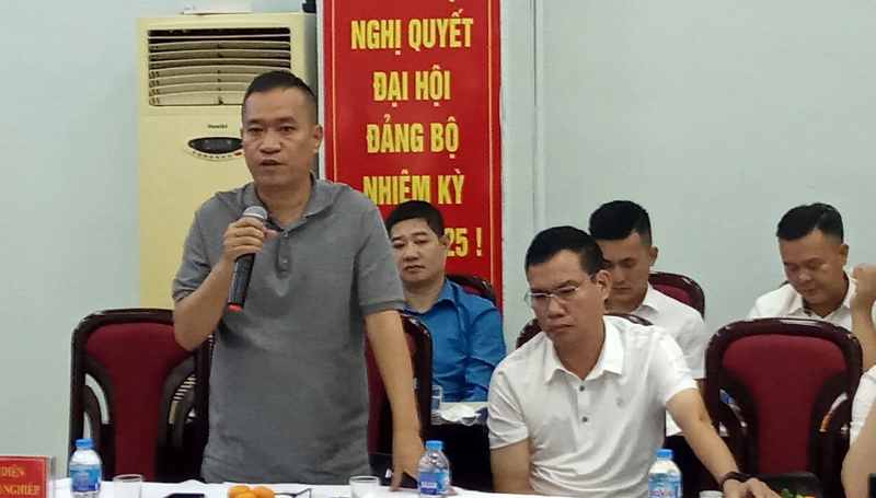 Ông Nguyễn Văn Thành, Chủ tịch HĐQT Công ty CP XNK Quốc tế Tân Đại Dương-Chủ đầu tư hạ tầng bến bãi tại khu vực Cửa khẩu Cầu Bắc Luân 2 phát biểu tại hội nghị.