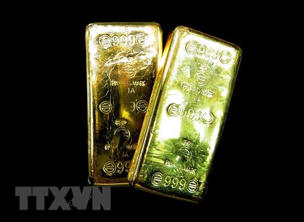 Vàng miếng được bày bán tại một tiệm kim hoàn ở Seoul, Hàn Quốc. (Nguồn: AFP/TTXVN)