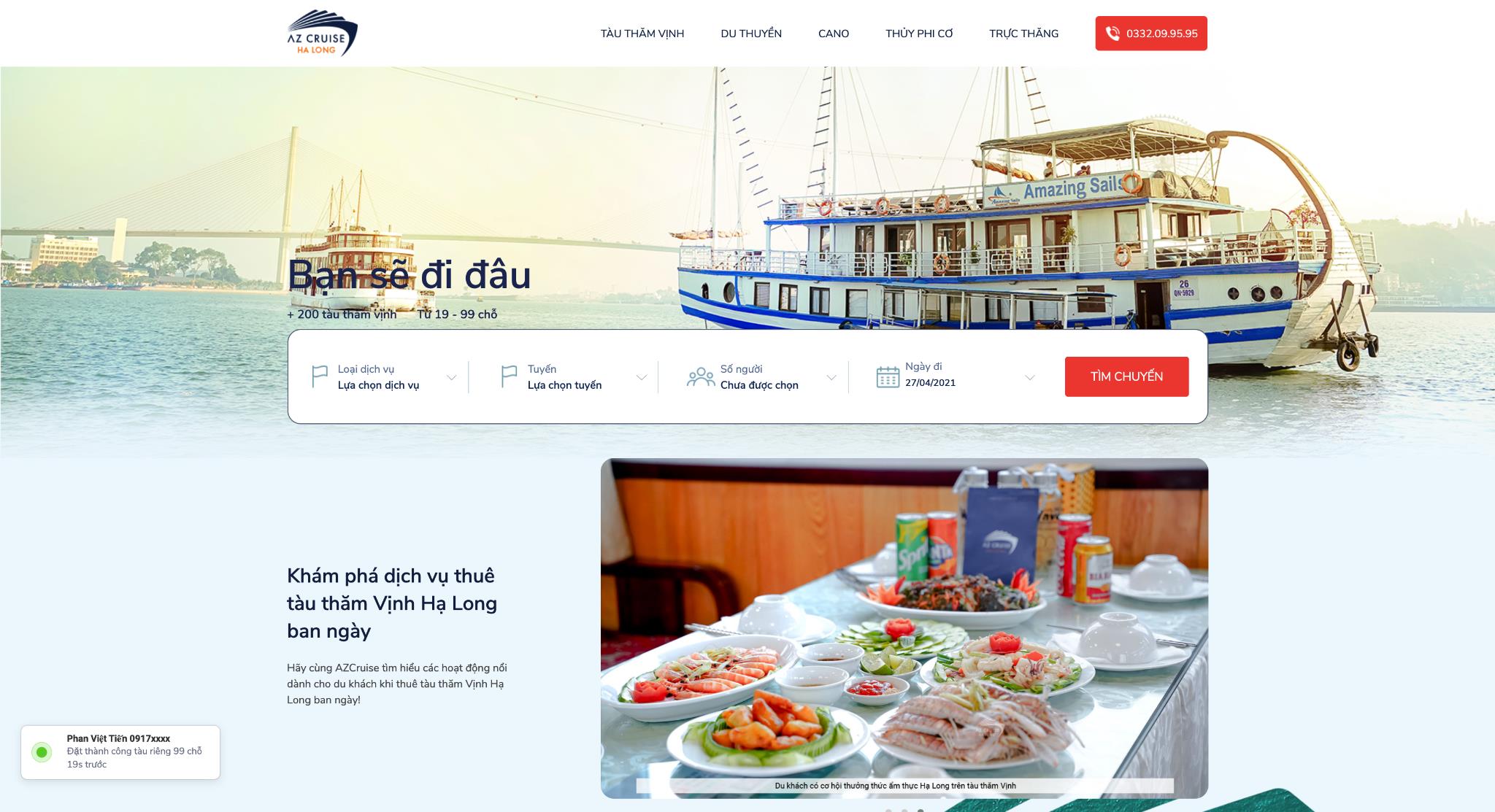 Nền tảng đặt tàu trực tuyến AZCruise.