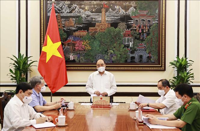 Chủ tịch nước Nguyễn Xuân Phúc phát biểu tại buổi làm việc - Ảnh: TTXVN