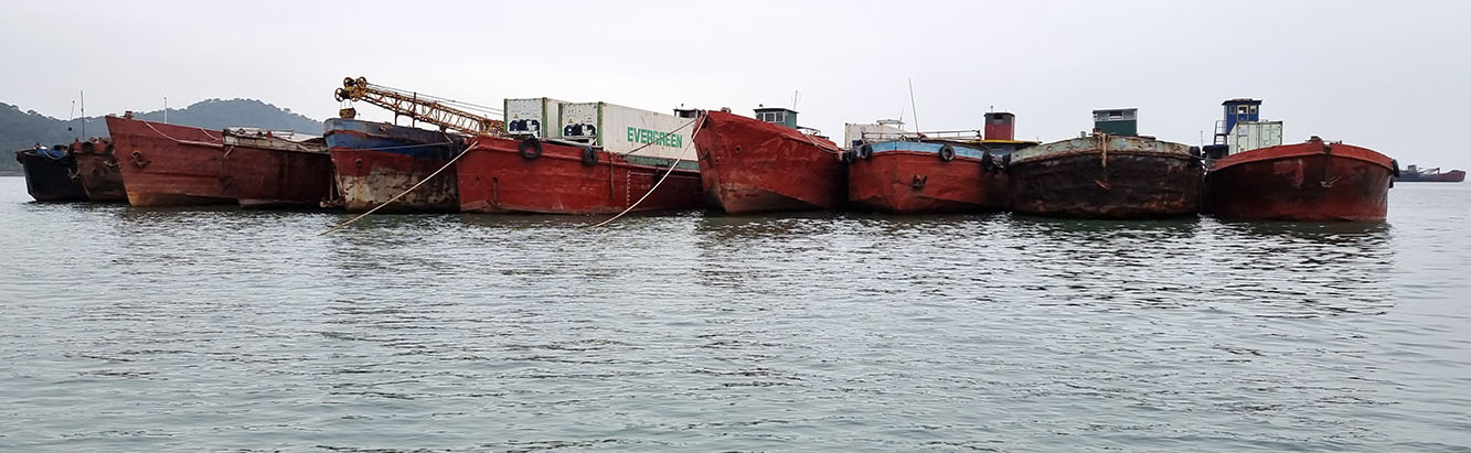 phương tiện neo đậu tại cảng vạn Gia chờ làm thủ tục XNK hàng hóa.