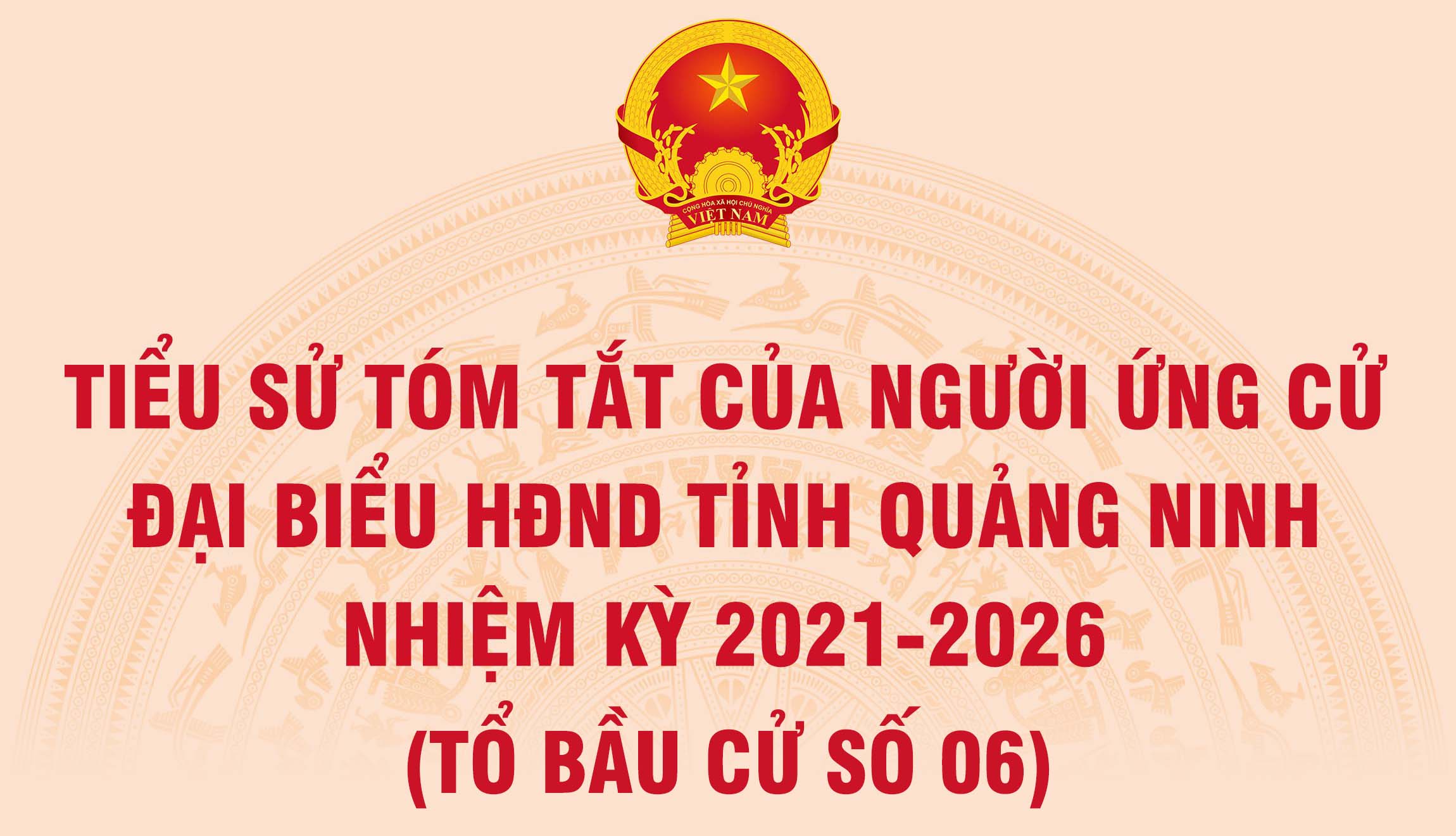 Tiểu sử tóm tắt của người ứng cử đại biểu HĐND tỉnh Quảng Ninh nhiệm kỳ 2021 - 2026 (Tổ bầu cử số 6)