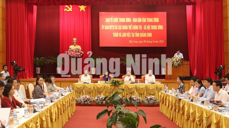 Đoàn công tác làm việc với tỉnh Quảng Ninh (8-2018). Ảnh: Hùng Sơn