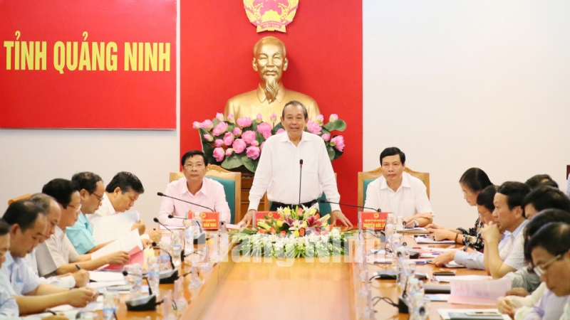 Phó Thủ tướng Trương Hòa Bình phát biểu tại buổi làm việc với tỉnh Quảng Ninh.