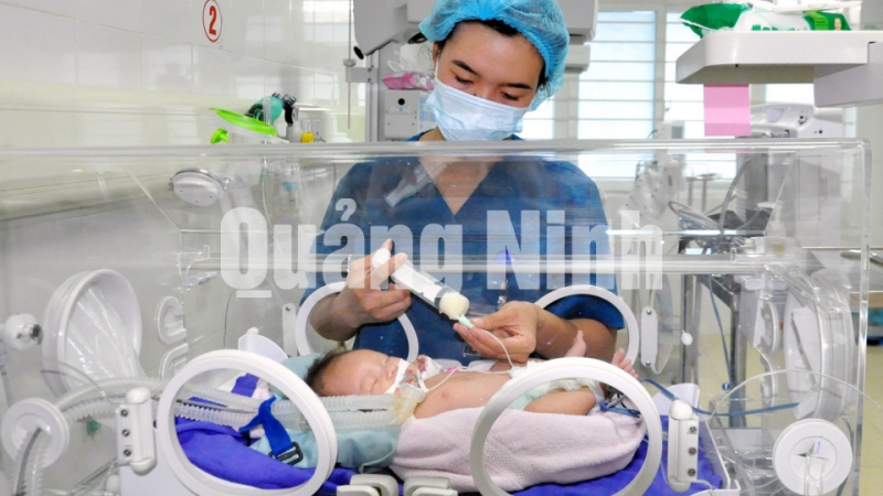 Các y tá ở Khoa Sơ sinh chăm sóc trẻ sơ sinh. Ảnh: Hoàng Quý