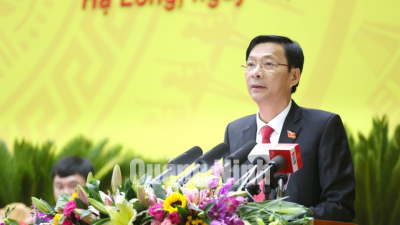Đồng chí Nguyễn Văn Đọc, Bí thư Tỉnh ủy thay mặt Ban Chấp hành phát biểu cảm ơn Đại hội