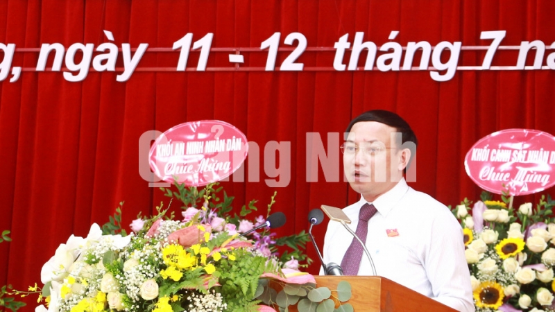 Đồng chí Nguyễn Xuân Ký, Bí thư Tỉnh ủy, Chủ tịch HĐND tỉnh, phát biểu chỉ đạo tại Đại hội (7-2020). Ảnh: Mạnh Trường