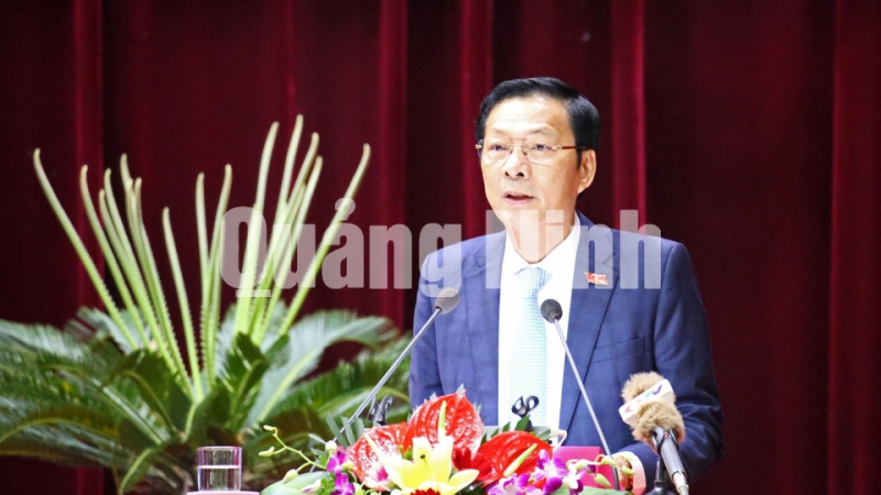 Đồng chí Nguyễn Văn Đọc, Bí thư Tỉnh ủy, Chủ tịch HĐND tỉnh, phát biểu khai mạc kỳ họp (7-2019).