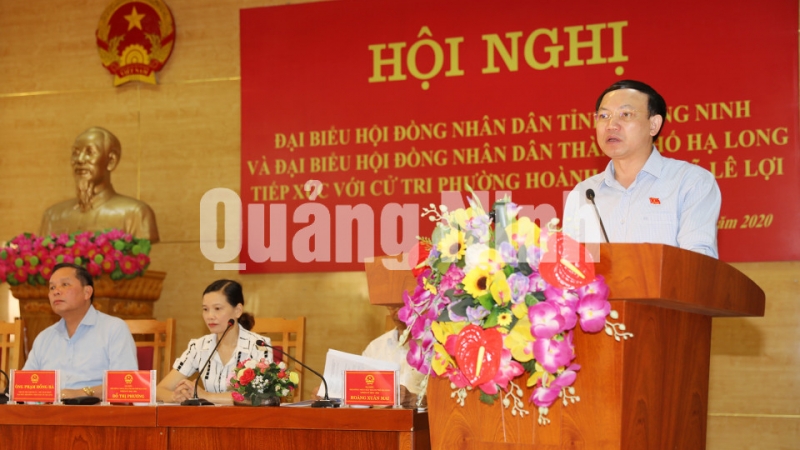Bí thư Tỉnh ủy Nguyễn Xuân Ký chủ trì buổi tiếp xúc cử tri (6-2020). Ảnh: Đỗ Phương