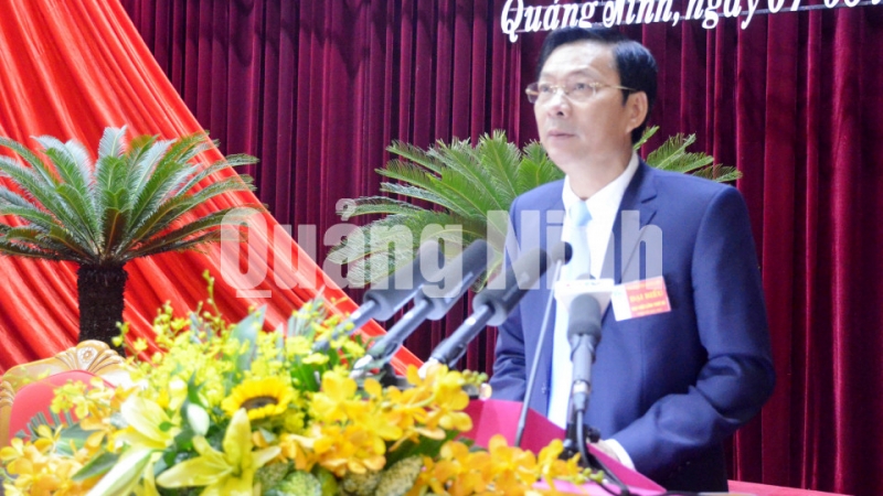 Đồng chí Nguyễn Văn Đọc, Bí thư Tỉnh ủy, Chủ tịch HĐND tỉnh phát biểu tại Đại hội.