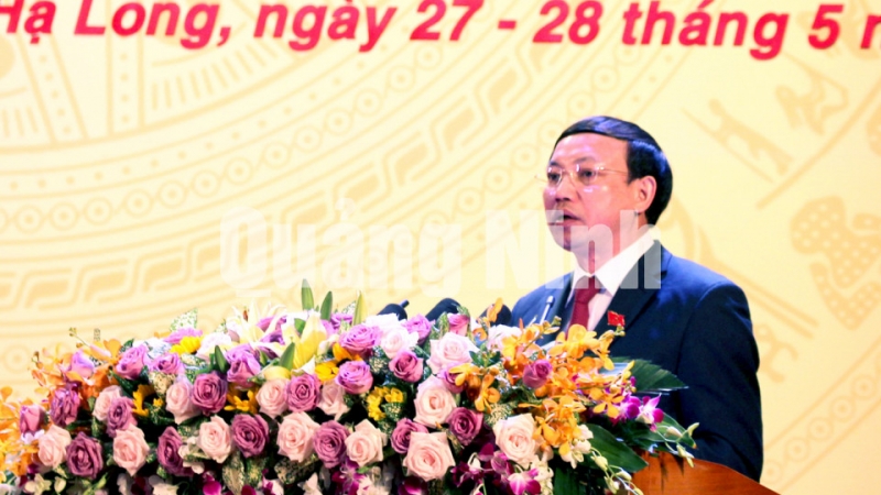 Đồng chí Nguyễn Xuân Ký, Bí thư Tỉnh ủy, Chủ tịch HĐND tỉnh, phát biểu chỉ đạo tại Đại hội (5-2020). Ảnh: Thu Chung