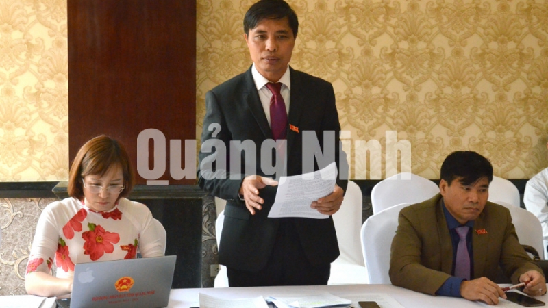 Đại biểu Vũ Văn Diện, Tổ đại biểu huyện Tiên Yên, phát biểu tại Tổ thảo luận.