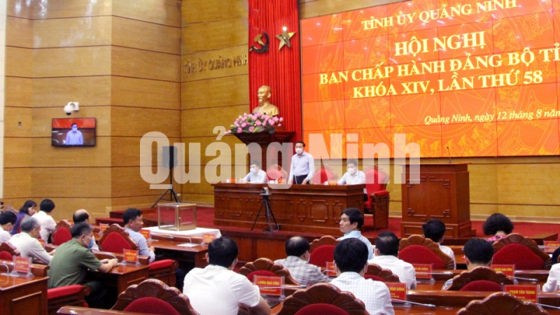 Hội nghị Ban Chấp hành Đảng bộ tỉnh lần thứ 58, khóa XIV (8-2020). Ảnh: Thu Chung