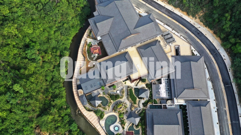 Khu nghỉ dưỡng suối khoáng Quang Hanh nhìn từ trên cao (5-2020). Ảnh: Đỗ Phương