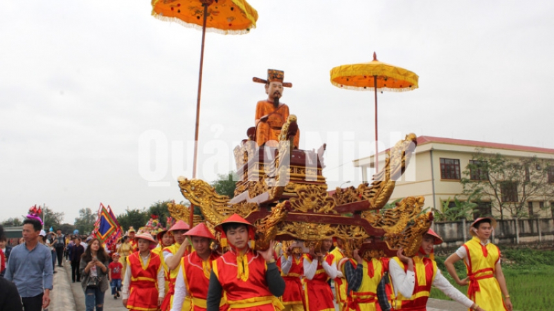 Nghi lễ rước kiệu tại lễ hội đình Đền Công (3-2018). Ảnh: Hải Ninh (CTV)