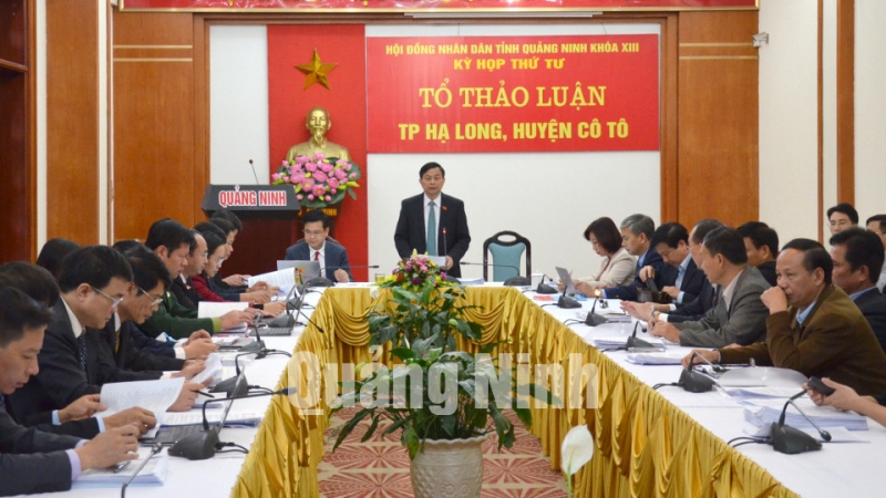 Quang cảnh phiên thảo luận tại Tổ thảo luận TP Hạ Long, huyện Cô Tô.
