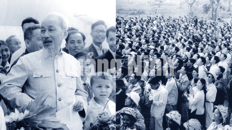 Chủ tịch Hồ Chí Minh thăm nói chuyện và chúc tết nhân dân Uông Bí, ngày mùng 1 tết Ất Tỵ (2-2-1965).