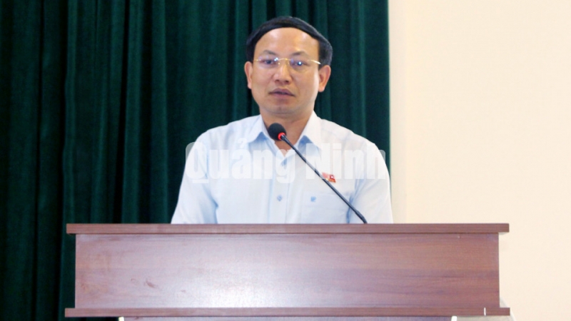 Bí thư Tỉnh ủy Nguyễn Xuân Ký phát biểu tại buổi tiếp xúc cử tri (11-2020). Ảnh: Đỗ Phương