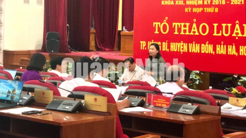 Các đại biểu thảo luận tại Tổ thảo luận TP Uông Bí, huyện Vân Đồn và huyện Hải Hà (7-2018). Ảnh: Hùng Sơn
