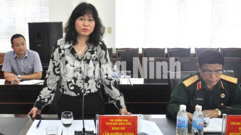 Đồng chí Lâm Phương Thanh, Phó Trưởng Ban Tuyên giáo T.Ư phát biểu tham gia vào quá trình thực hiện Quy chế của doanh nghiệp.