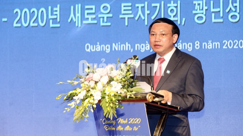 Đồng chí Nguyễn Xuân Ký, Bí thư Tỉnh ủy, Chủ tịch HĐND tỉnh phát biểu tại hội nghị (8-2020). Ảnh: Đỗ Phương