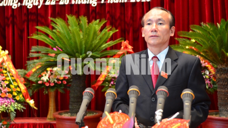 Đồng chí Đào Thanh Lưỡng, Bí thư Đảng ủy khối các cơ quan tỉnh phát biểu khai mạc Đại hội.