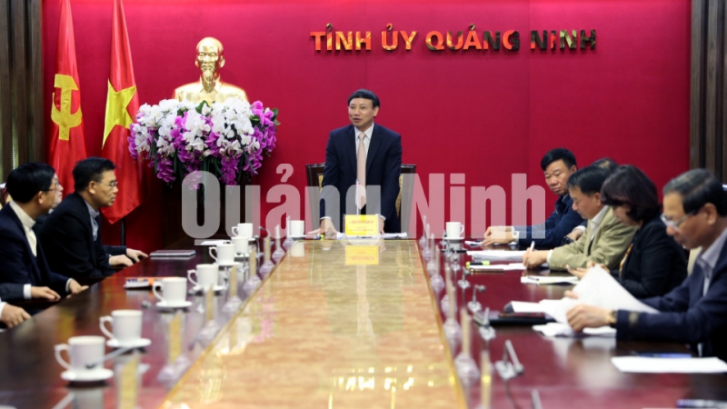 Bí thư Tỉnh ủy Nguyễn Xuân Ký phát biểu tại buổi gặp mặt (12-2019). Ảnh: Hồng Nhung