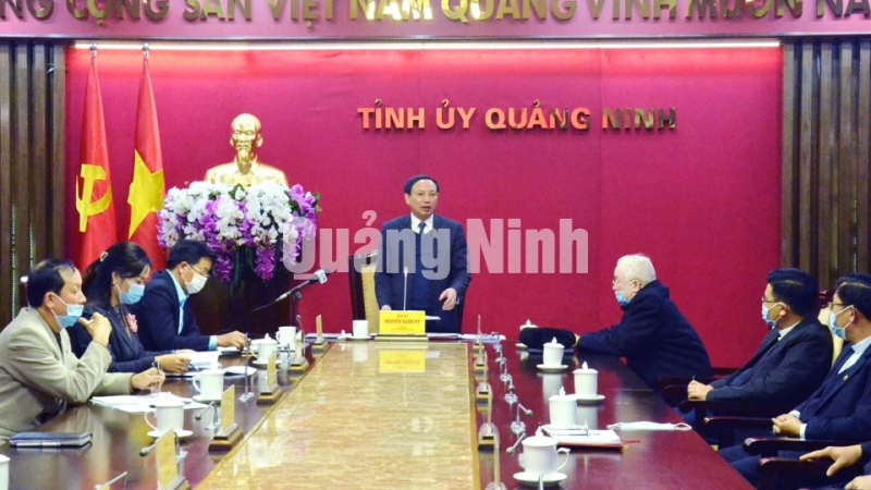 Bí thư Tỉnh ủy Nguyễn Xuân Ký tỉnh phát biểu tại buổi gặp mặt (12-2020). Ảnh: Nguyễn Thanh