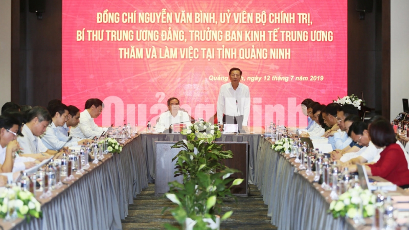Đồng chí Nguyễn Văn Đọc, Bí thư Tỉnh ủy, phát biểu tại buổi làm việc (7-2019). Ảnh: Đỗ Phương