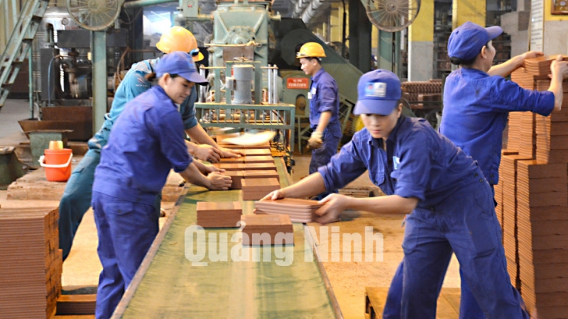 Sản xuất gạch tại Nhà máy gạch Tiêu Giao. Ảnh: Nguyễn Hoa
