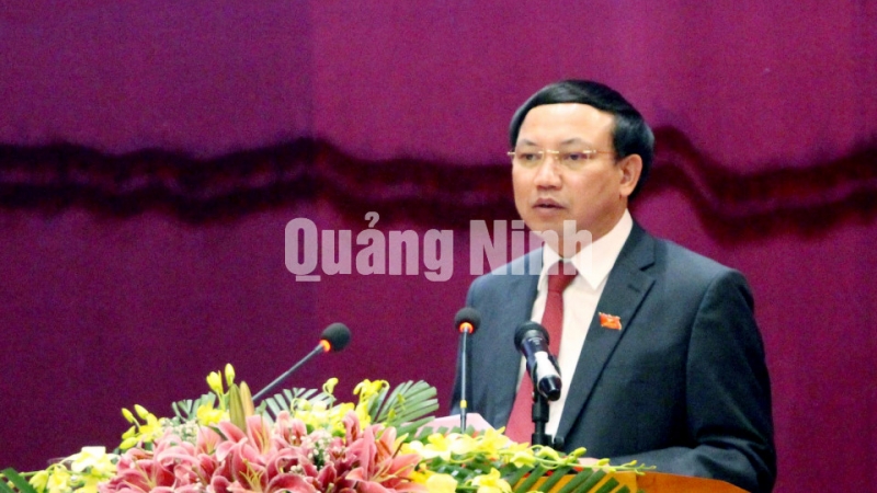 Đồng chí Nguyễn Xuân Ký, Bí thư Tỉnh ủy, Chủ tịch HĐND tỉnh, phát biểu khai mạc kỳ họp (9-2020). Ảnh: Thu Chung