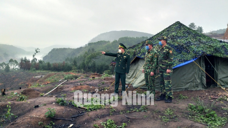 Chốt kiển soát tạm thời của Đồn Biên phòng Bắc Sơn tại thôn Lục Phủ, xã Bắc Sơn (TP Móng Cái) phòng chống dịch nCoV (2-2020). Ảnh: Quang Minh