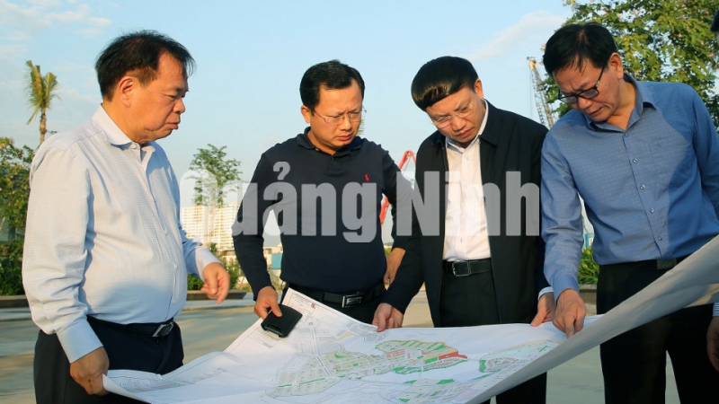 Bí thư Tỉnh ủy kiểm tra tiến độ một số hạng mục các dự án của Tập đoàn BIM Group (11-2019). Ảnh: Hùng Sơn