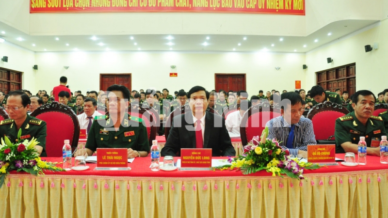 Các đồng chí lãnh đạo tỉnh, Bộ Tư lệnh Bộ đội Biên phòng Việt Nam dự đại hội.