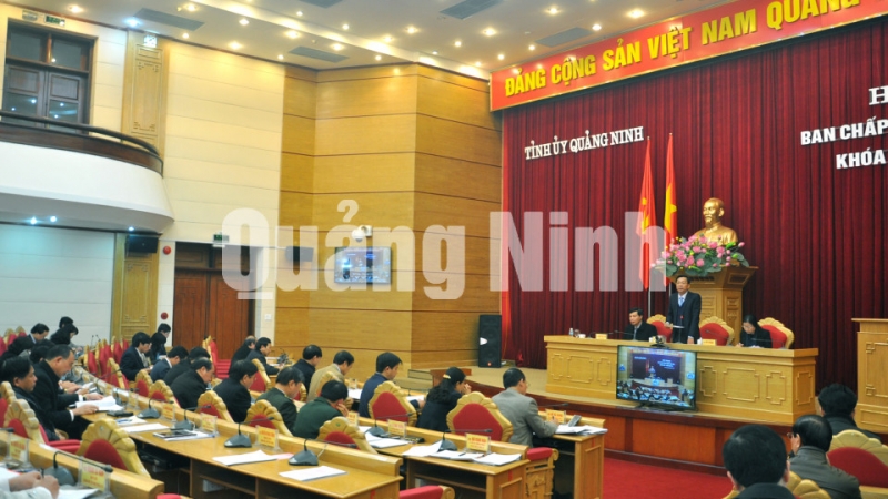 Quang cảnh Hội nghị lần thứ 21, BCH Đảng bộ tỉnh khóa XIV (1-2018). Ảnh: Nguyễn Thanh