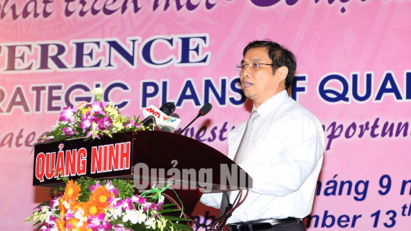 Đồng chí Phạm Minh Chính, Ủy viên TW Đảng, Bí thư Tỉnh ủy phát biểu khai mạc Hội nghị.