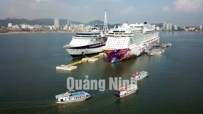 Hai tàu biển cập tại Cảng tàu khách quốc tế Hạ Long (26-12-2018). Ảnh: Đỗ Phương