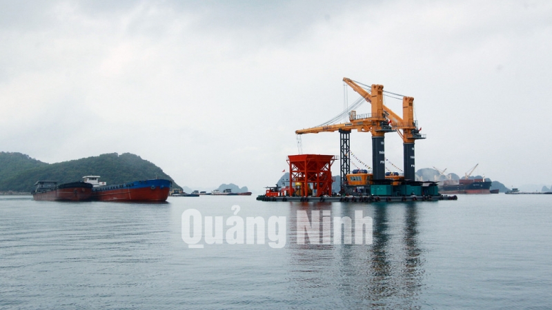 Hoạt động vận tải, bốc xếp hàng hóa tại cảng Hòn Nét - Con Ong. Ảnh: Đỗ Phương