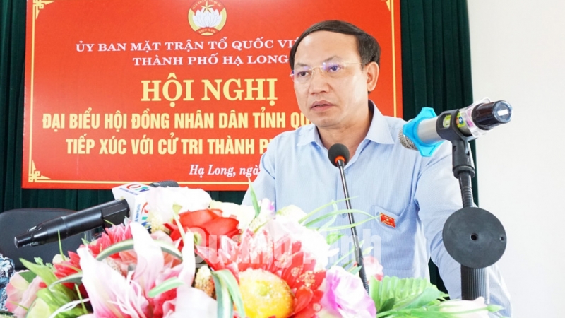 Bí thư Tỉnh ủy Nguyễn Xuân Ký phát biểu tại buổi tiếp xúc (7-2021). Ảnh: Nguyễn Thanh
