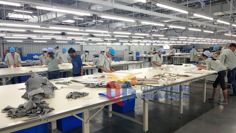 Sản xuất quần áo tại Công ty TNHH May mặc Hoa Lợi Đạt (Việt Nam) tại KCN Texhong Hải Hà (5-2017). Ảnh: Thái Cảnh