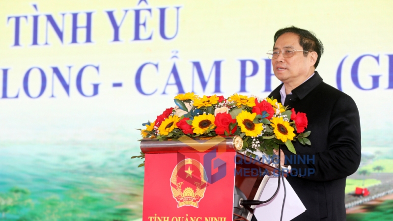 Đồng chí Phạm Minh Chính, Ủy viên Bộ Chính trị, Thủ tướng Chính phủ phát biểu tại buổi lễ (1-2022).