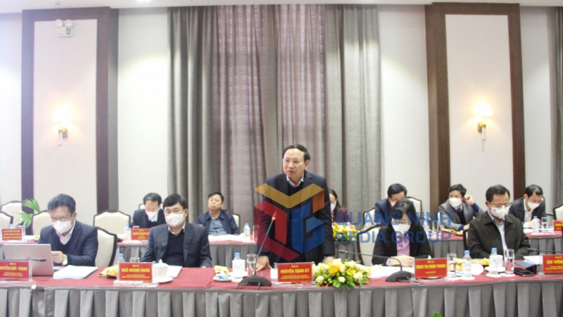 Bí thư Tỉnh ủy Nguyễn Xuân Ký phát biểu tại buổi làm việc (2-2022). Ảnh: Thu Chung