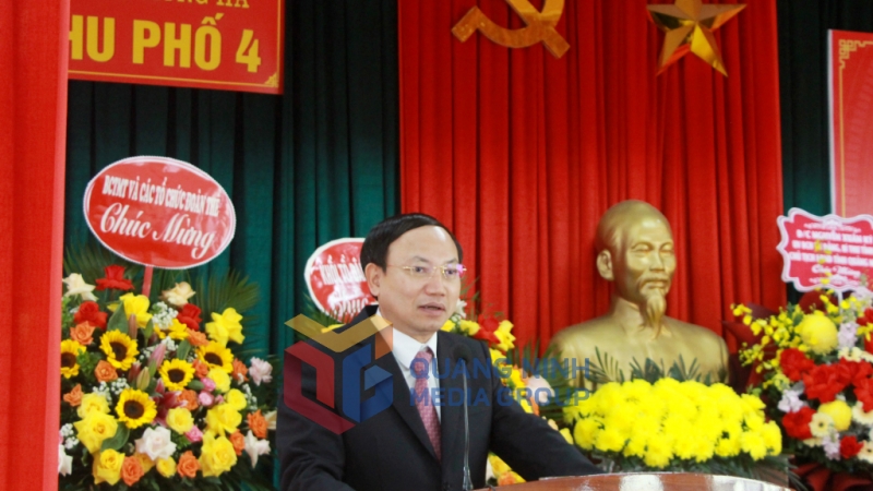 Bí thư Tỉnh ủy Nguyễn Xuân Ký phát biểu tại Ngày hội Đại đoàn kết toàn dân của khu phố 4 (11-2022). Ảnh: Thu Chung