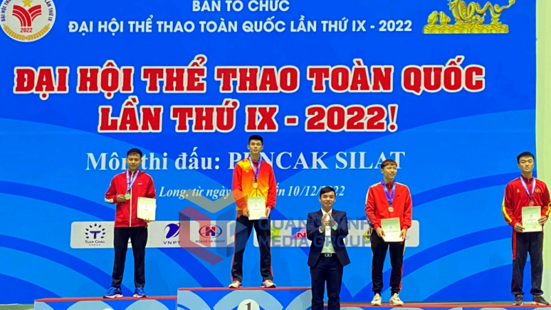 VĐV Nguyễn Xuân Trúc (Quảng Ninh) giành HCV đối kháng 65 kg nam. Ảnh: Hà Phong