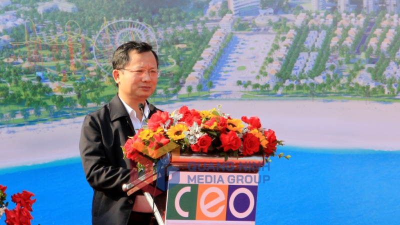 Đồng chí Cao Tường Huy, Quyền Chủ tịch UBND tỉnh, phát biểu tại lễ phát động (2-2023). Ảnh: Mạnh Trường