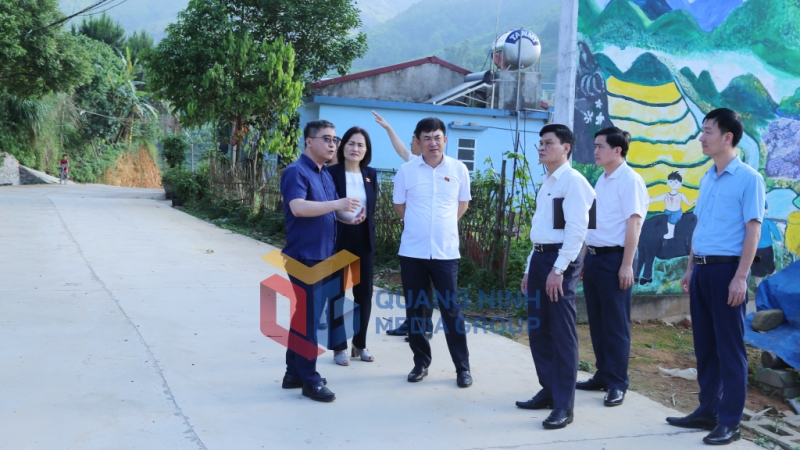 Các đại biểu Quốc hội khảo sát việc phát huy hiệu quả một số công trình hạ tầng giao thông trên địa bàn của huyện Tiên Yên (5-2023). Ảnh: Nguyễn Thanh