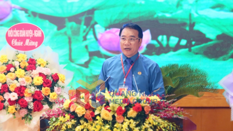 Đồng chí Tô Xuân Thao, Chủ tịch Liên đoàn Lao động tỉnh phát biểu tại Đại hội.

