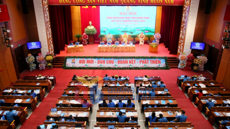 Quang cảnh Đại hội Công đoàn Viên chức tỉnh lần thứ V, nhiệm kỳ 2023 - 2028.
